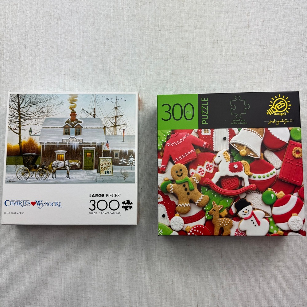 Holiday Puzzle Lot of 2-300pc Winter Christmas Cookies NEW